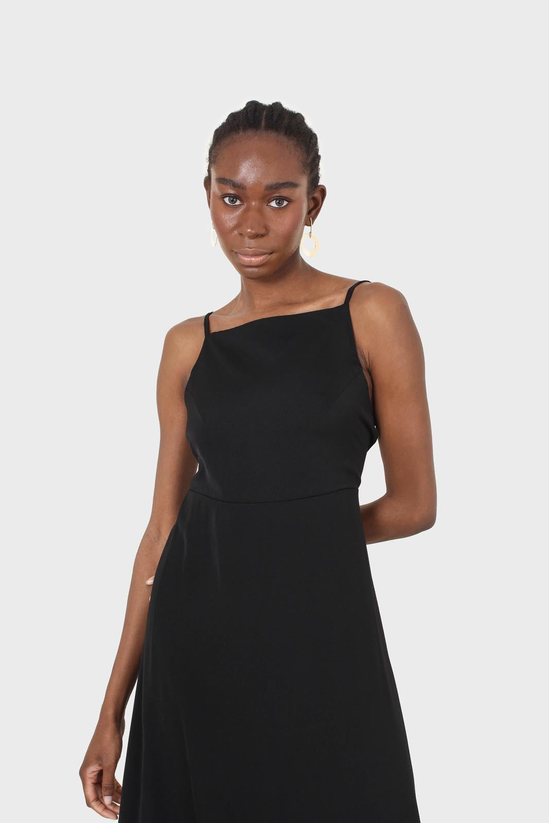 Black strappy tie back dress