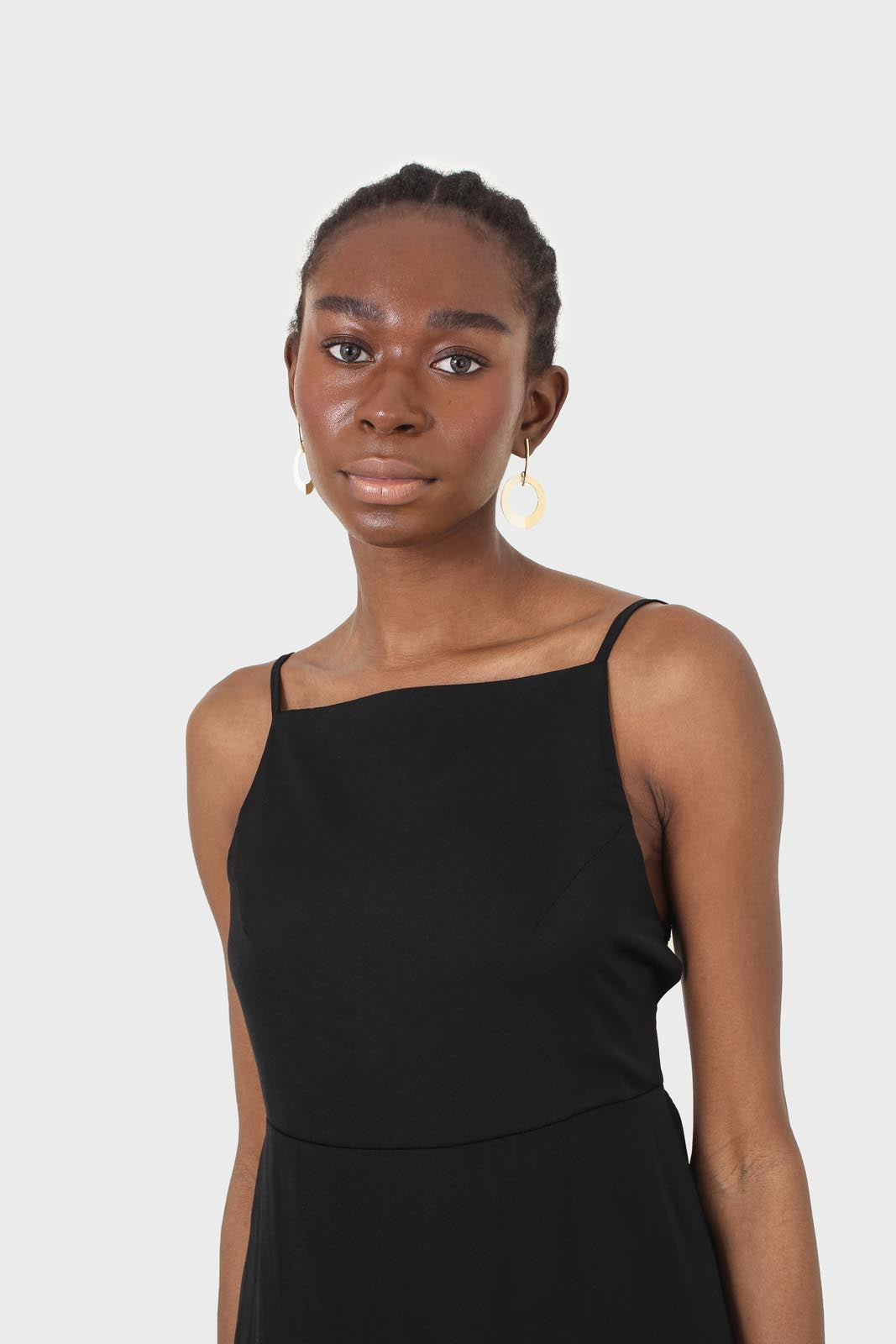 Black strappy tie back dress