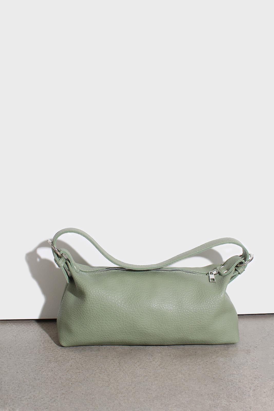 Sage vegan leather shoulder bag