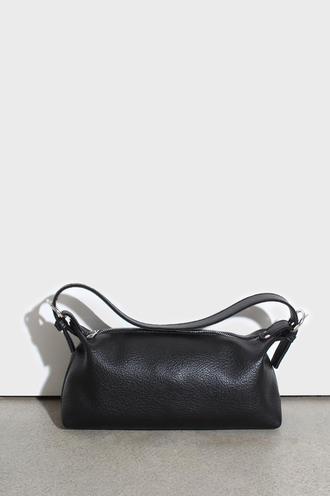 Black vegan leather shoulder bag