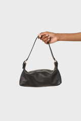 Black vegan leather shoulder bag