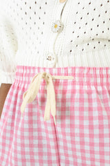 Pink and white gingham loose fit trousers
