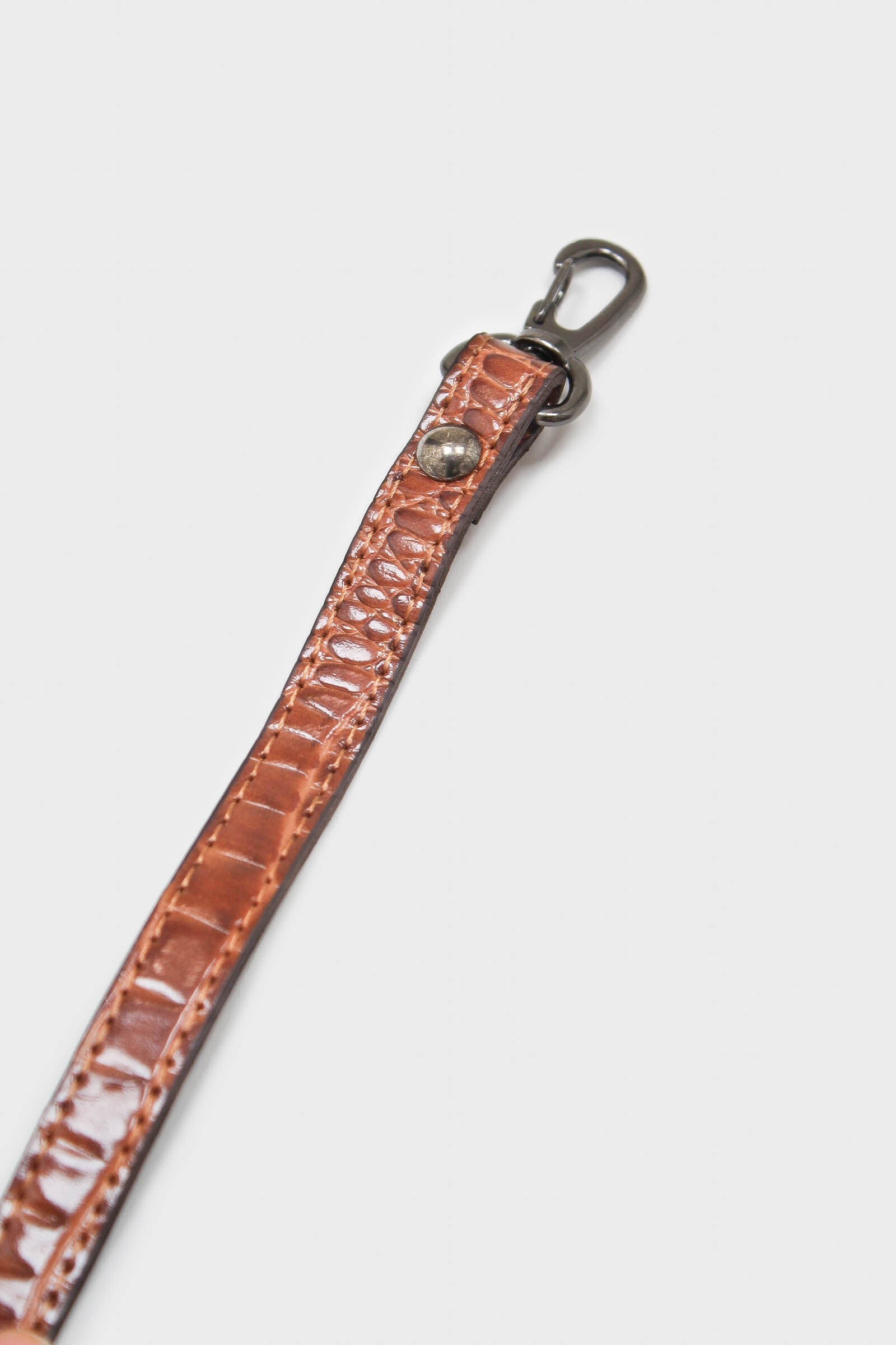 Brown croc skin rectangle thick chain handbag