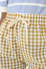 Mustard and white gingham loose fit trousers