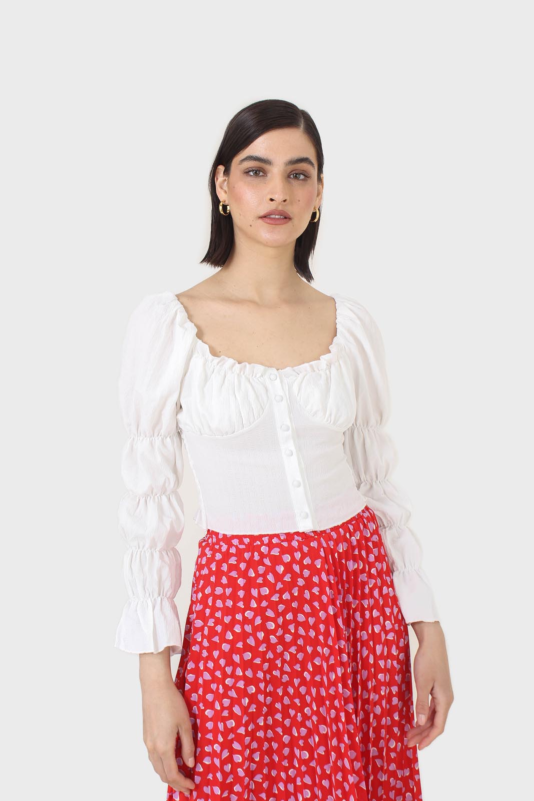 White button front detail bustier top