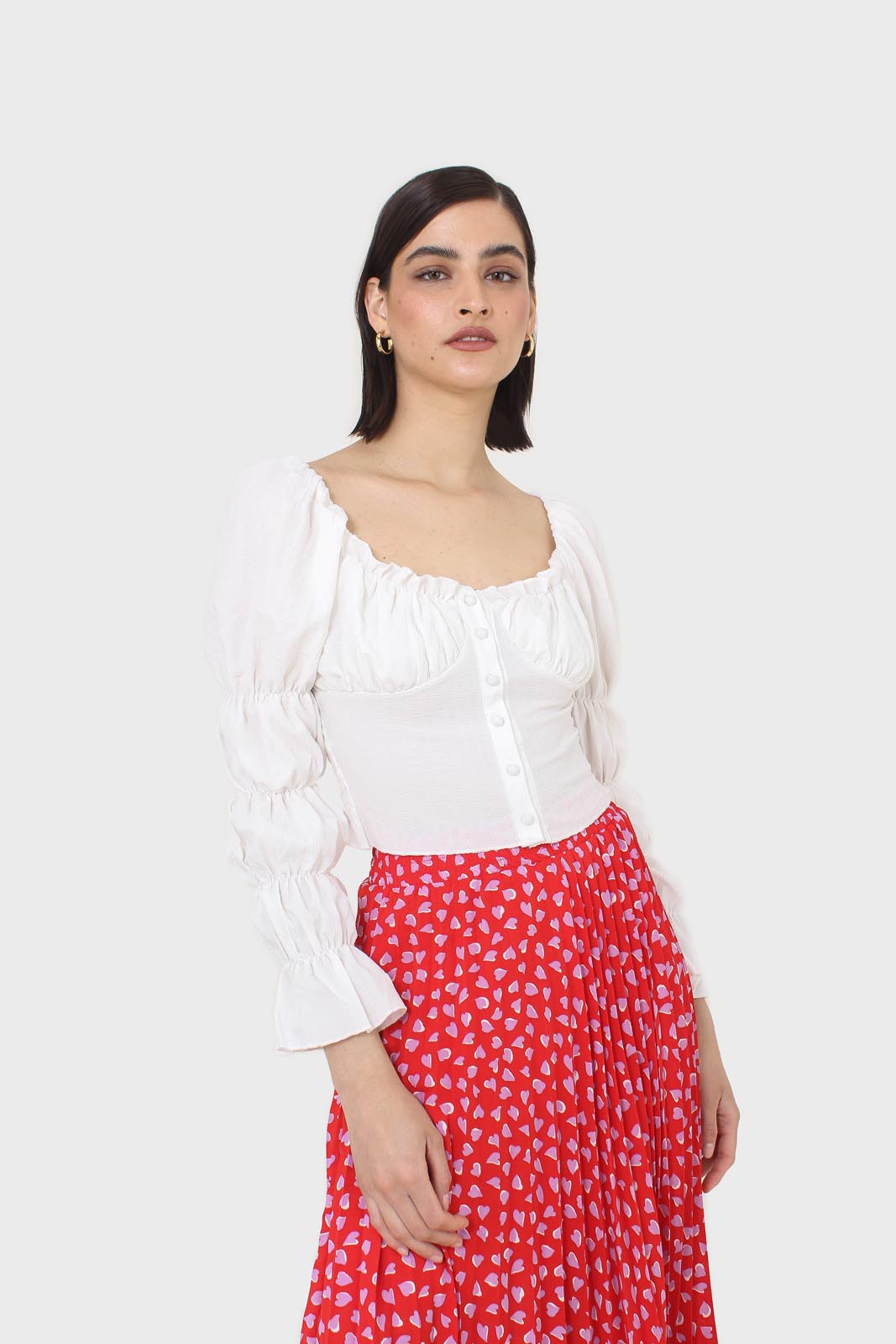White button front detail bustier top
