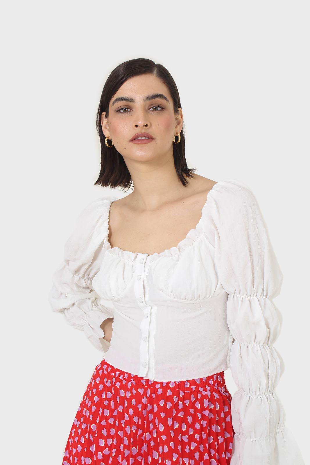 White button front detail bustier top