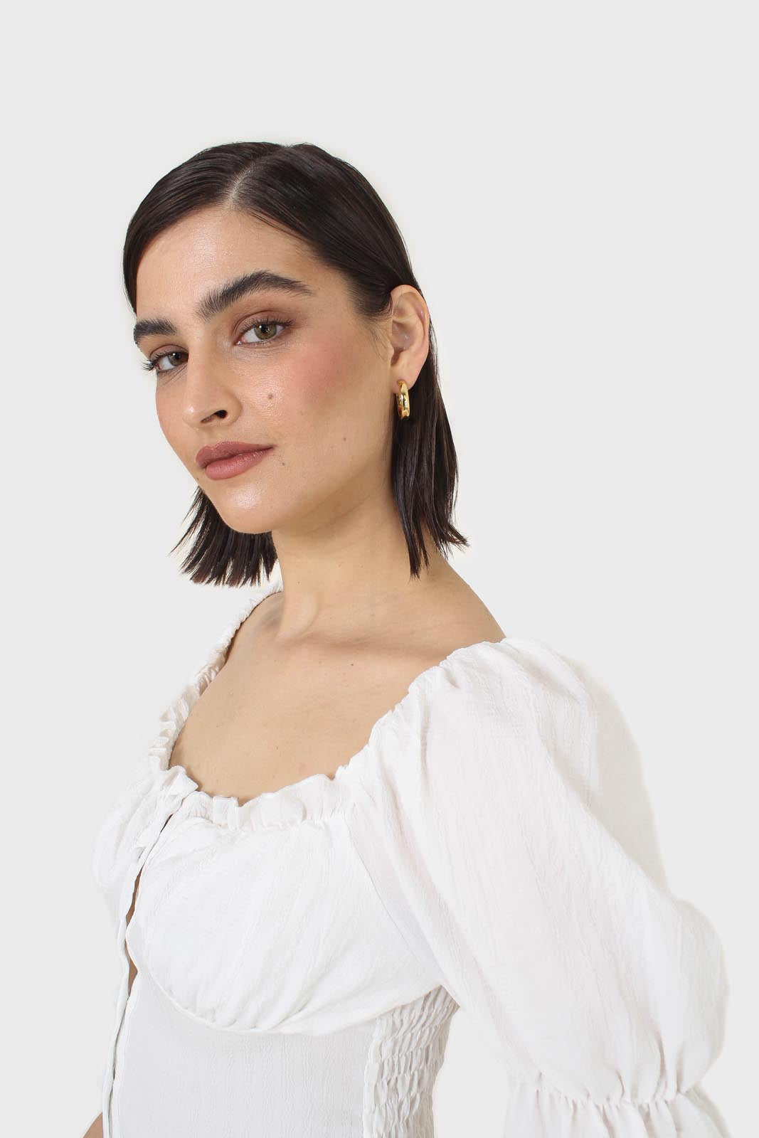 White button front detail bustier top