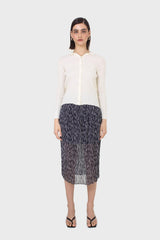 Ivory button front polo knit top