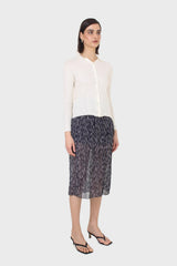 Ivory button front polo knit top