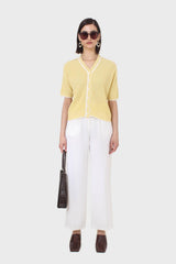 Yellow and ivory trim cardigan