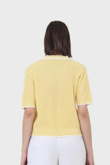 Yellow and ivory trim cardigan