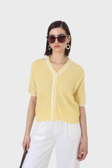 Yellow and ivory trim cardigan