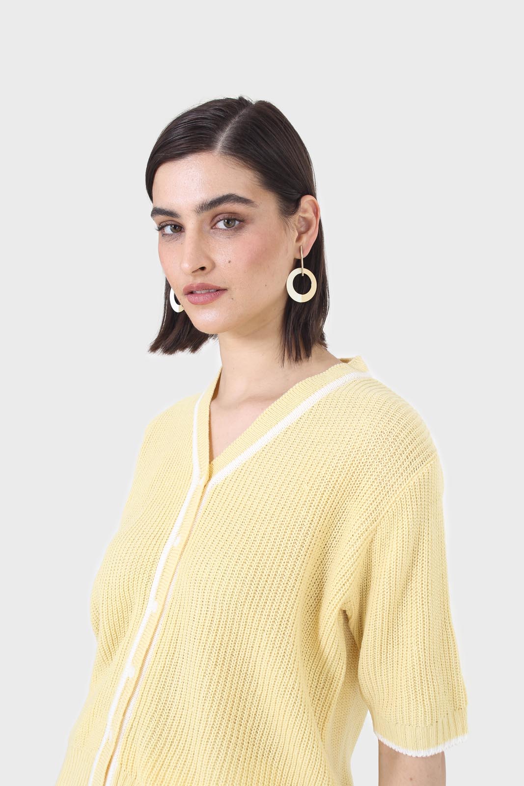 Yellow and ivory trim cardigan