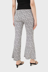 Ivory and charcoal dappled flare trousers