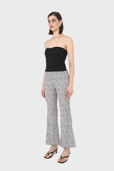 Ivory and charcoal dappled flare trousers