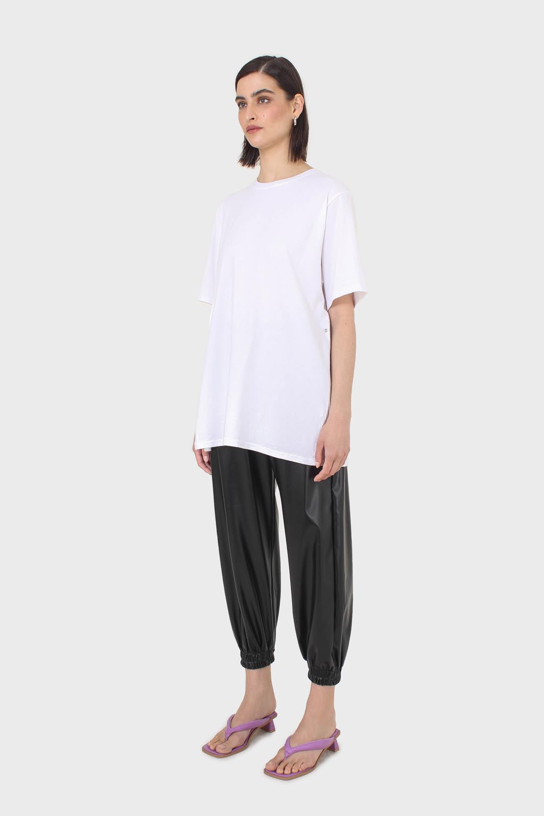 Ivory press stud detail draped top