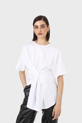 Ivory press stud detail draped top