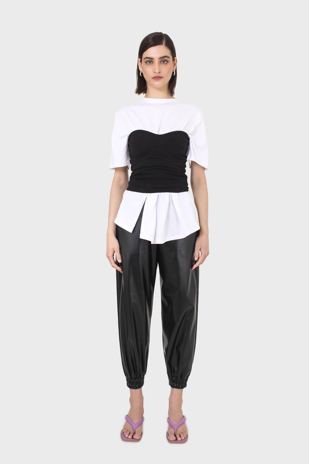 Ivory press stud detail draped top