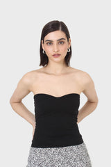 Black bandeau strapless top