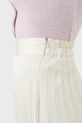 Beige metallic pleated midi skirt