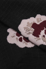 Black floral grid socks