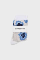 Ivory floral grid socks