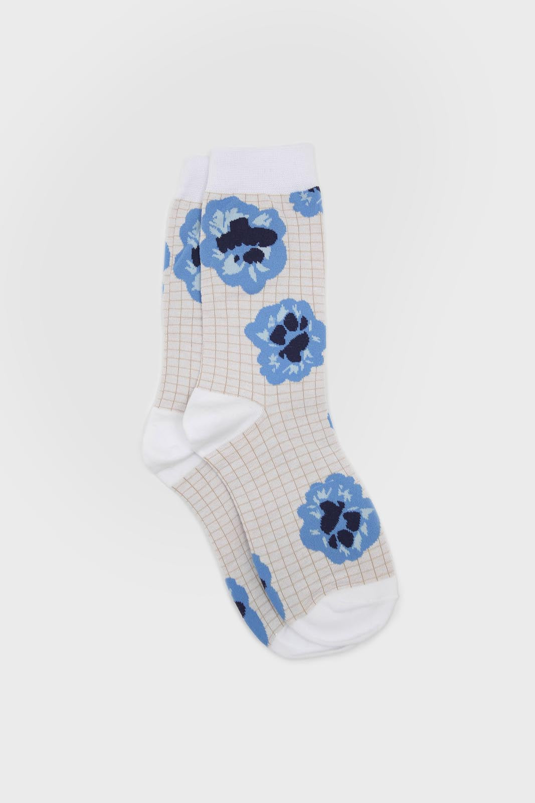 Ivory floral grid socks
