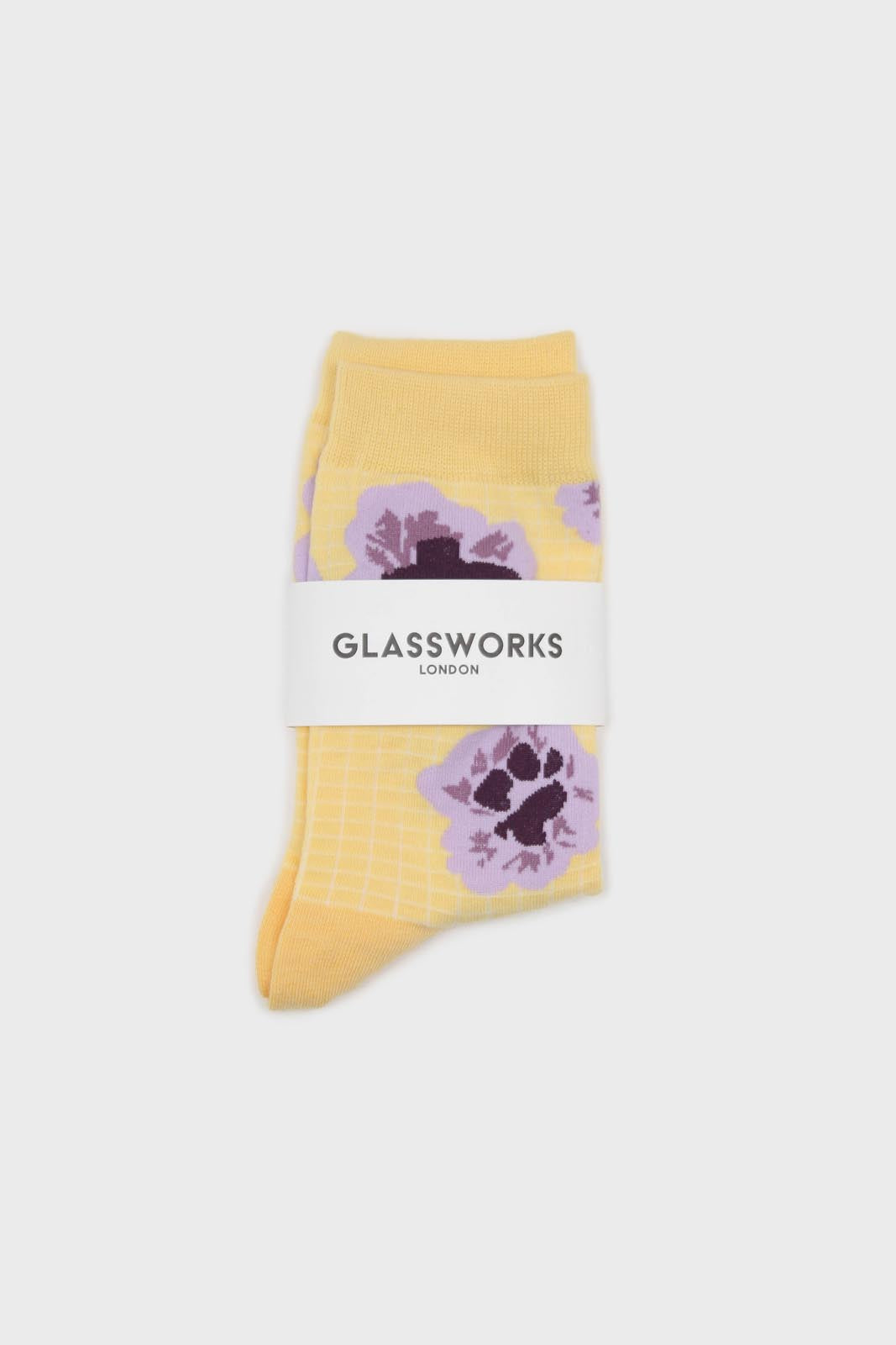 Yellow floral grid socks