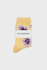 Yellow floral grid socks