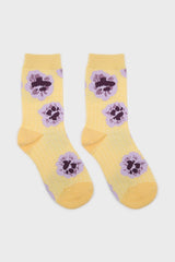 Yellow floral grid socks