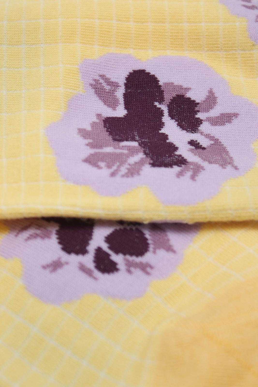 Yellow floral grid socks