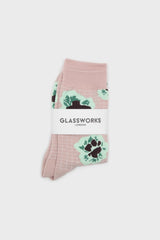Beige floral grid socks