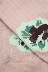 Beige floral grid socks