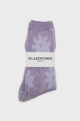 Lilac metallic sheer daisy socks