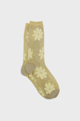 Yellow metallic sheer daisy socks