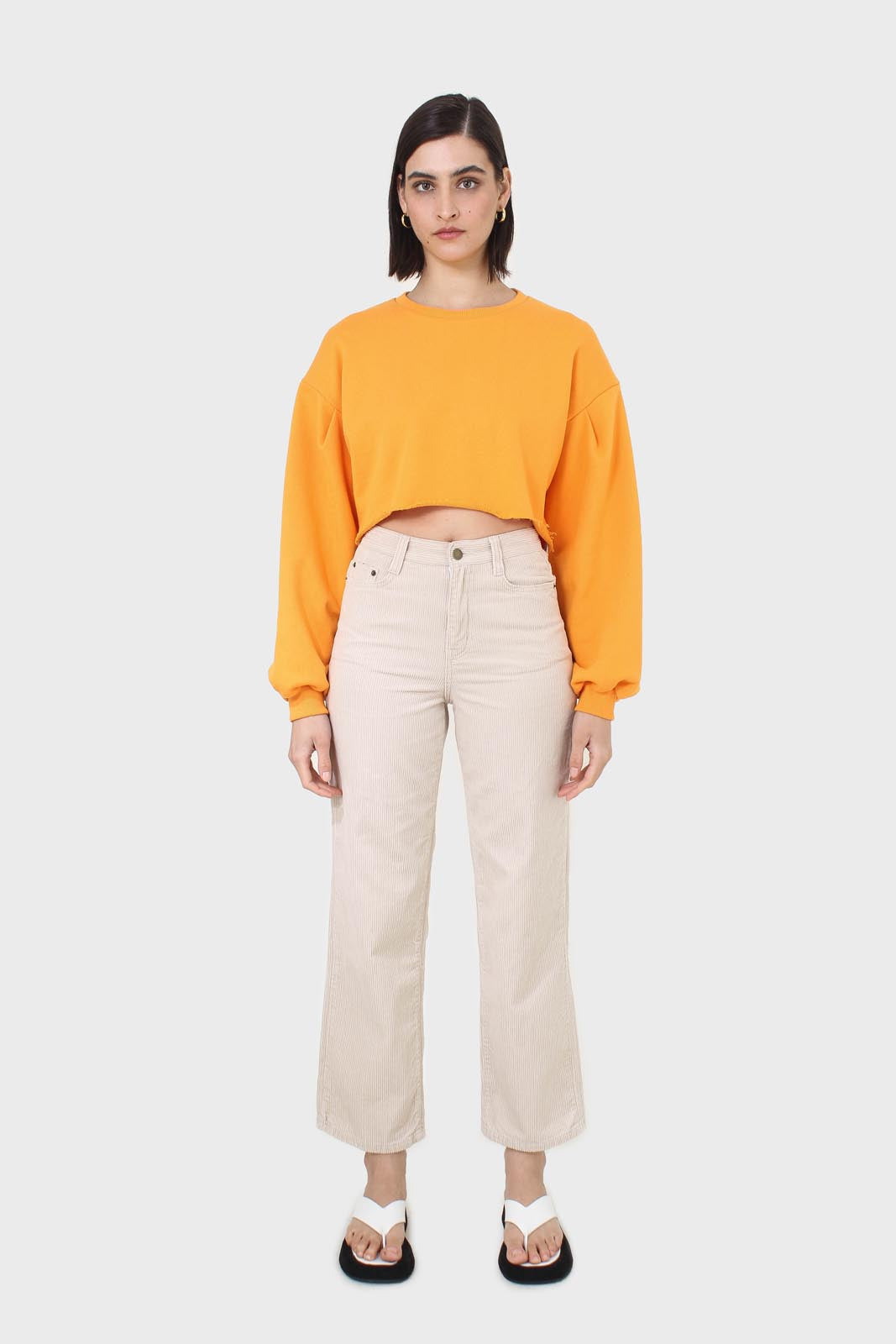 Tangerine cropped cut off sweatshirt