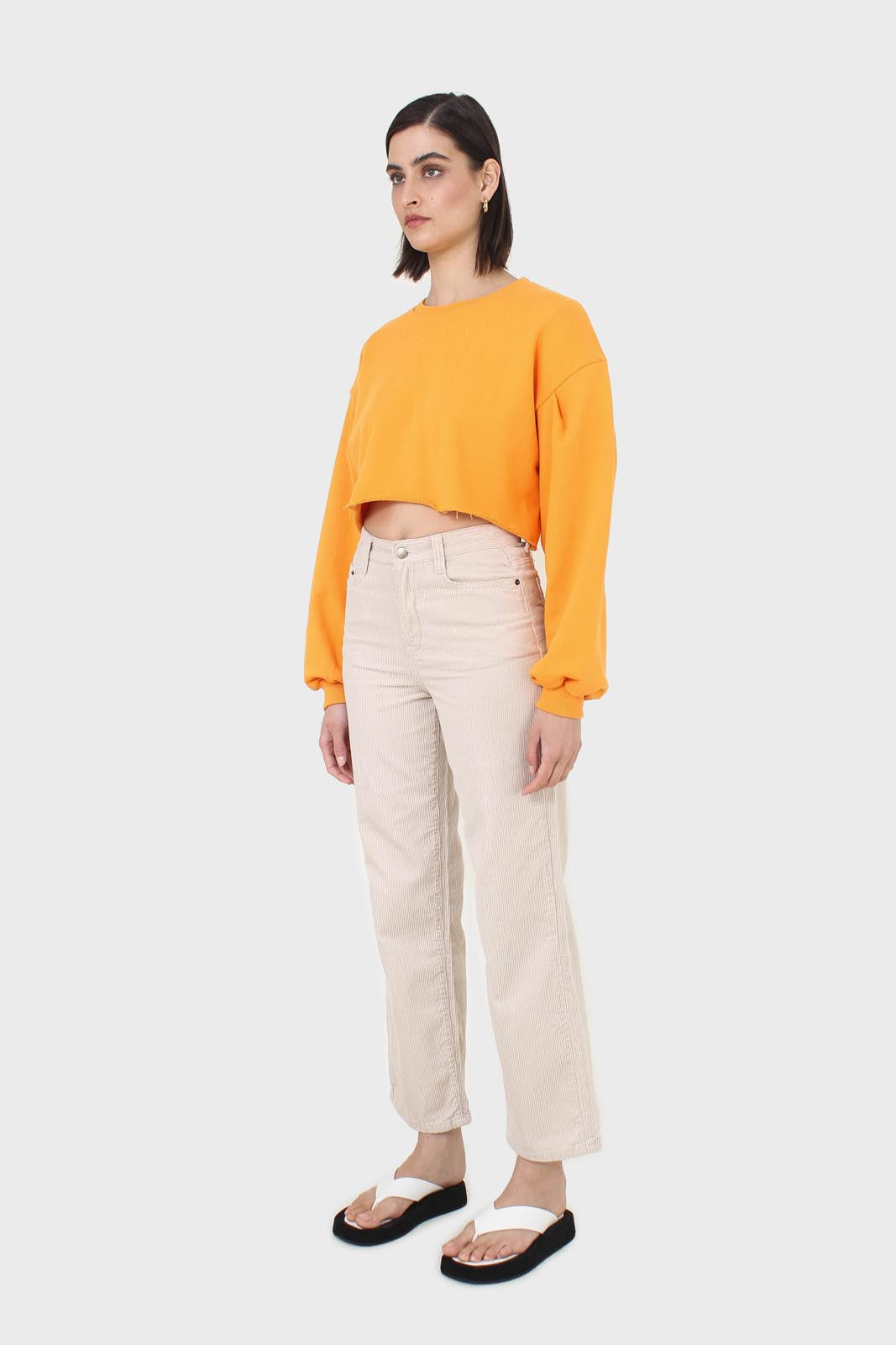 Tangerine cropped cut off sweatshirt