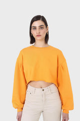 Tangerine cropped cut off sweatshirt