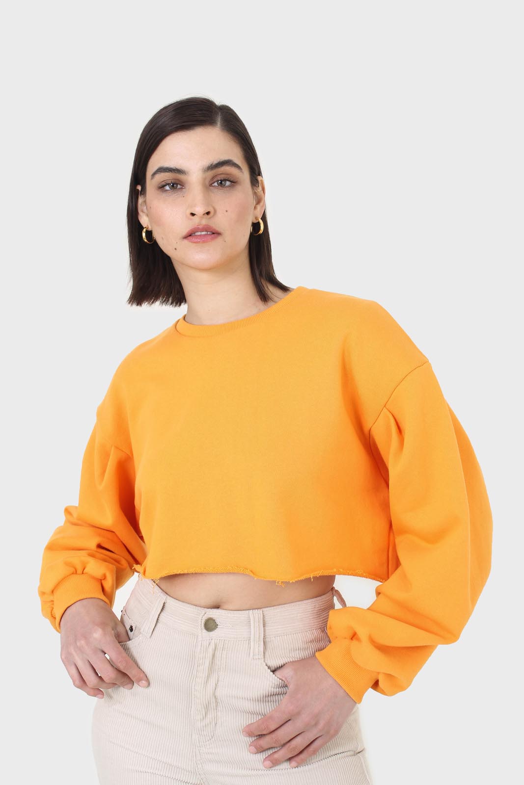 Tangerine cropped cut off sweatshirt