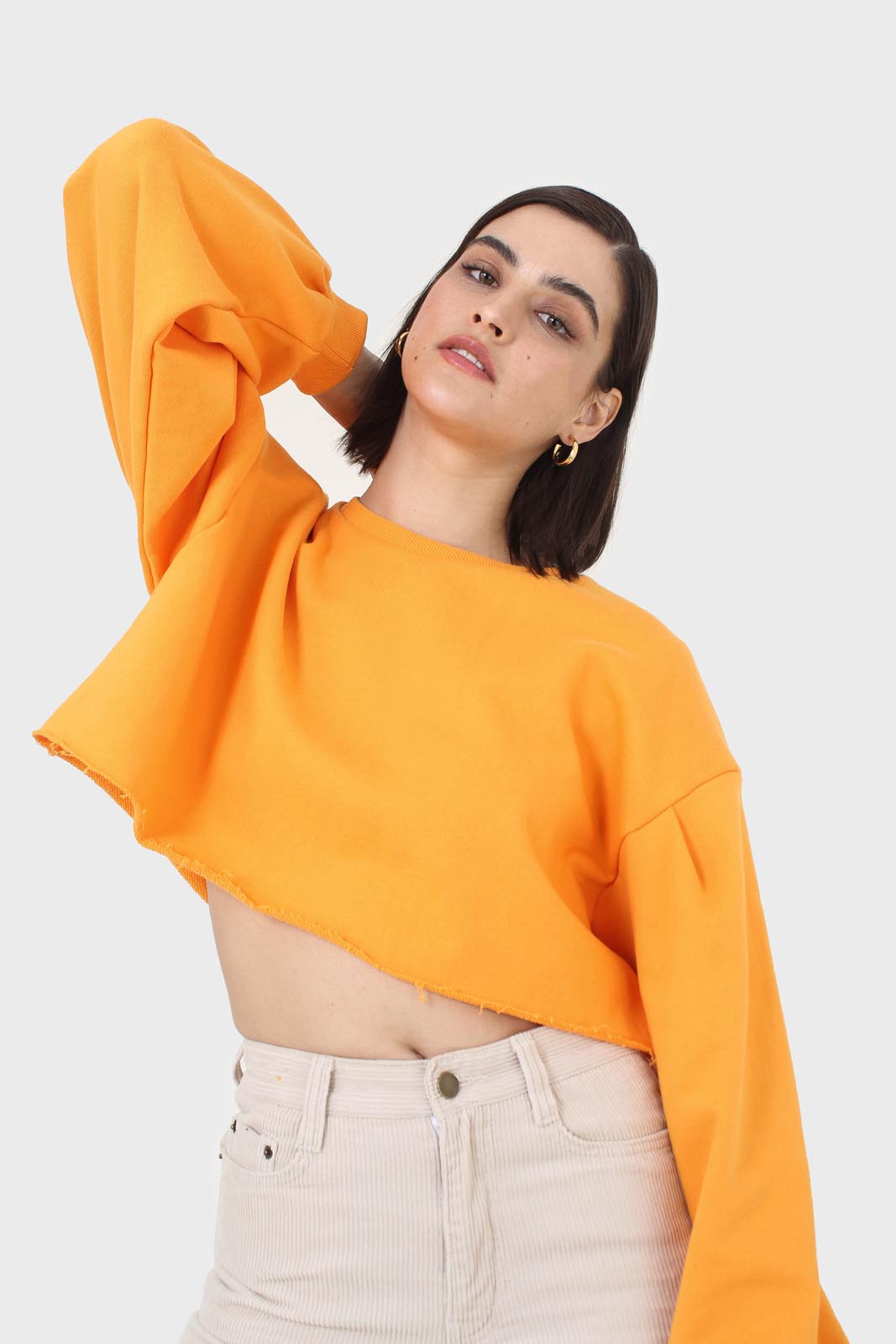 Tangerine cropped cut off sweatshirt