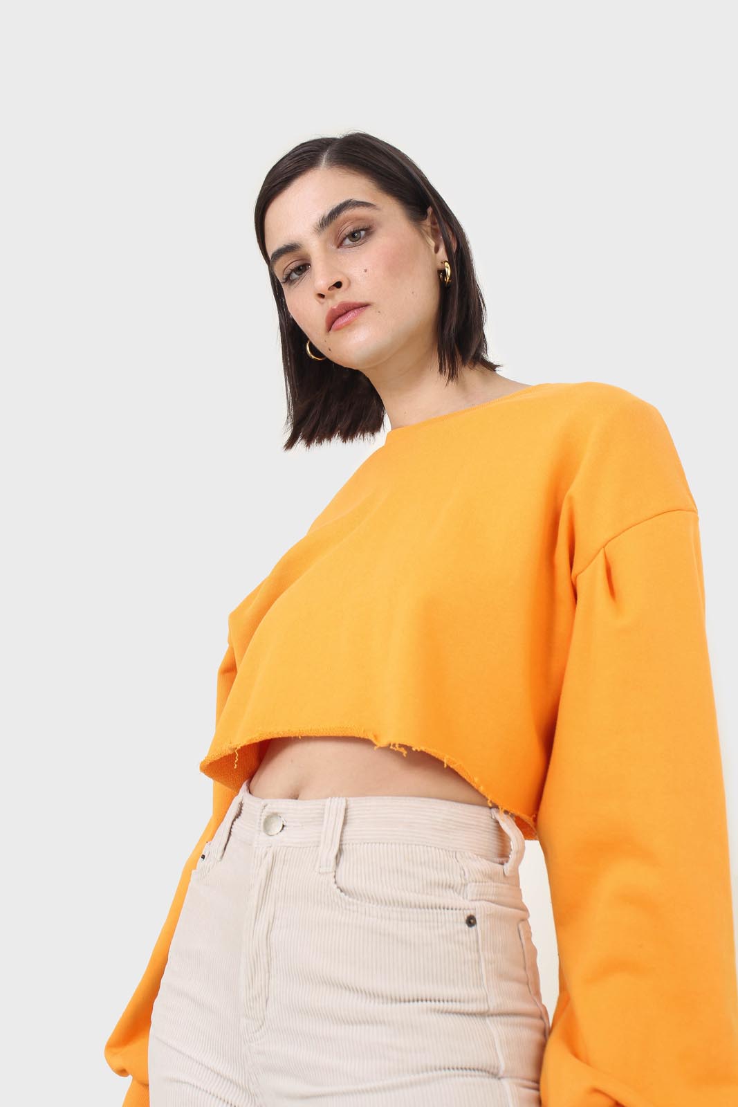 Tangerine cropped cut off sweatshirt