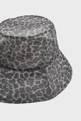 Grey mesh leopard print bucket hat