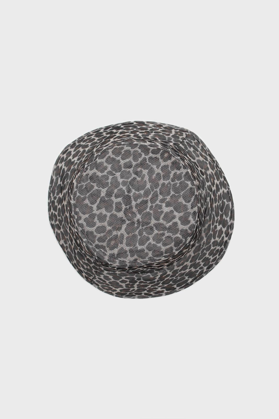 Grey mesh leopard print bucket hat