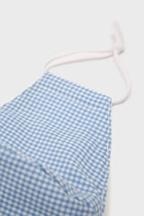Blue and ivory gingham face mask
