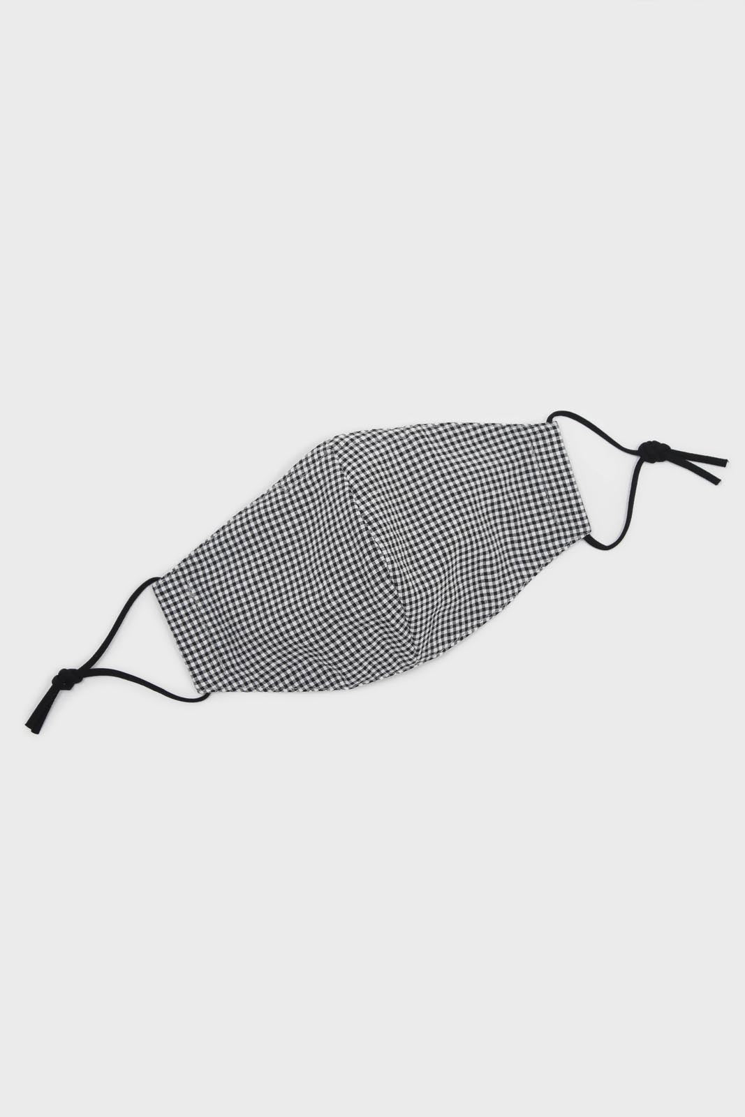 Black and ivory gingham face mask