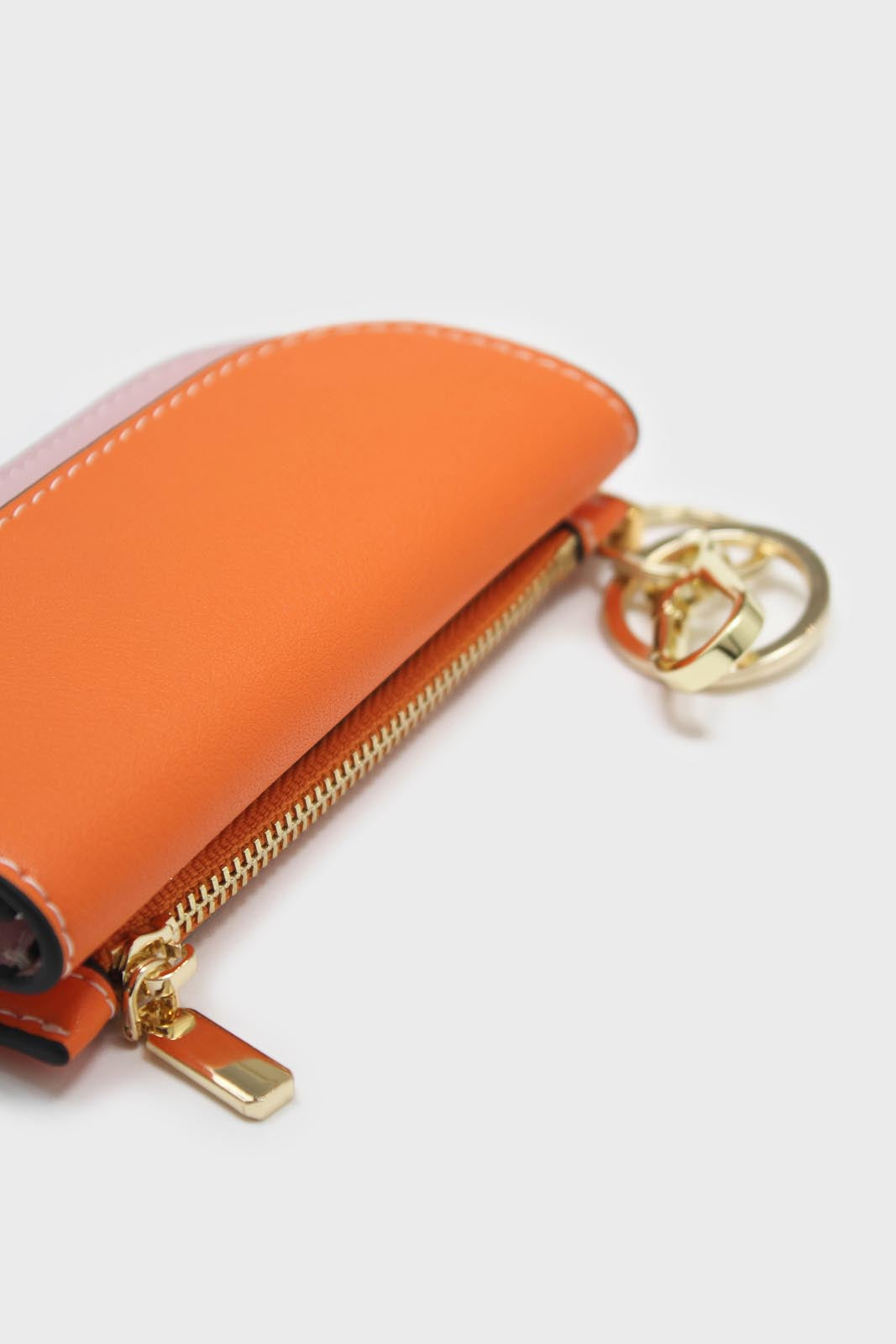 Pink and orange genuine leather cardholder and pen set
