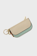 Ivory and aqua genuine leather cardholder