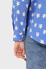 Cobalt blue daisy print shirt