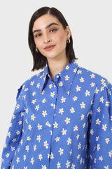 Cobalt blue daisy print shirt